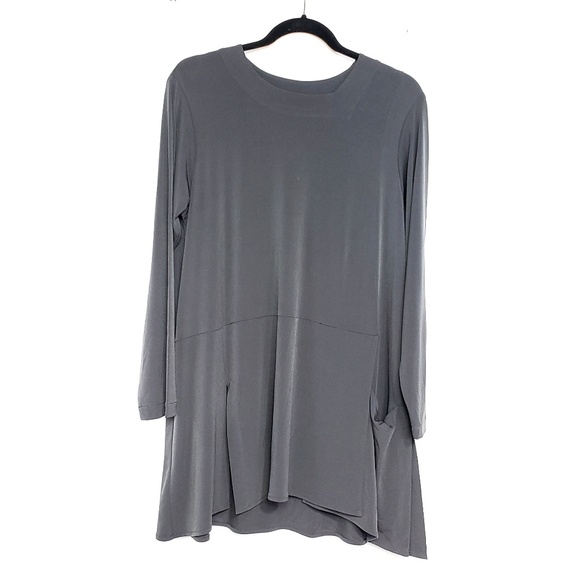EDW Every Day Wear Lagenlook Asymmetrical Hem Top - Picture 2 of 4